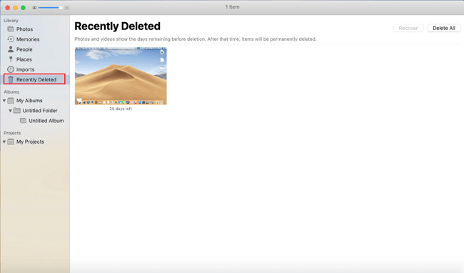 how to find recently deleted folder on macOS