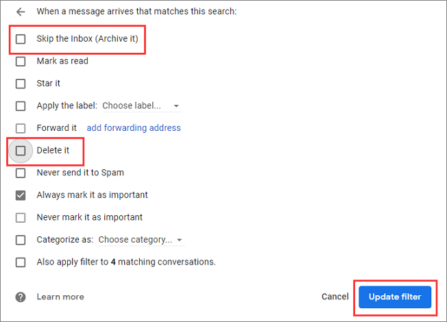 Release Email from filter.