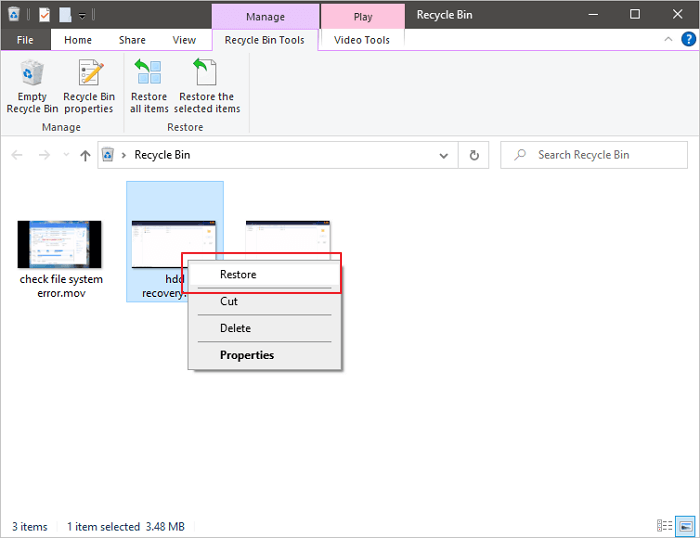 recover deleted video from recycle bin-2