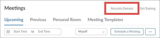 Open recently deleted recordings in Zoom.