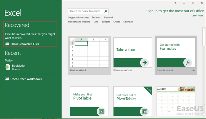 Recover Updated Excel Files - 1