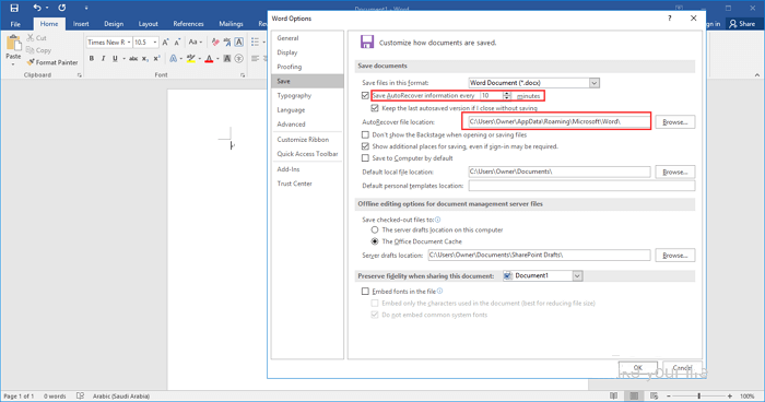 how to recover unsaved Word document with autorecover - 1