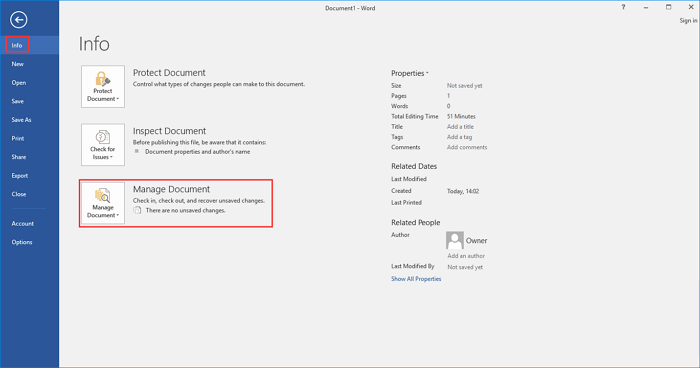 how to recover unsaved Word document