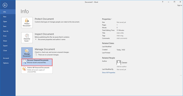 recover word document that didn't save