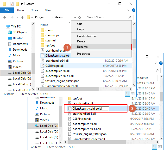 Rename Steam client file to restore missing games.