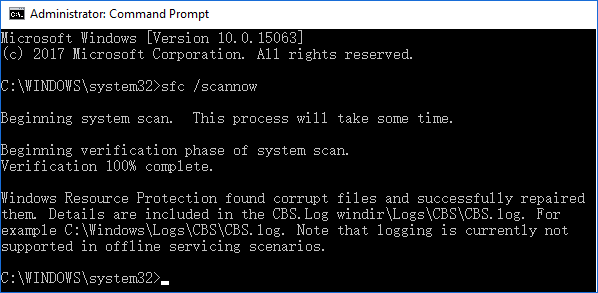 Run SFC command to fix unable to reset PC error