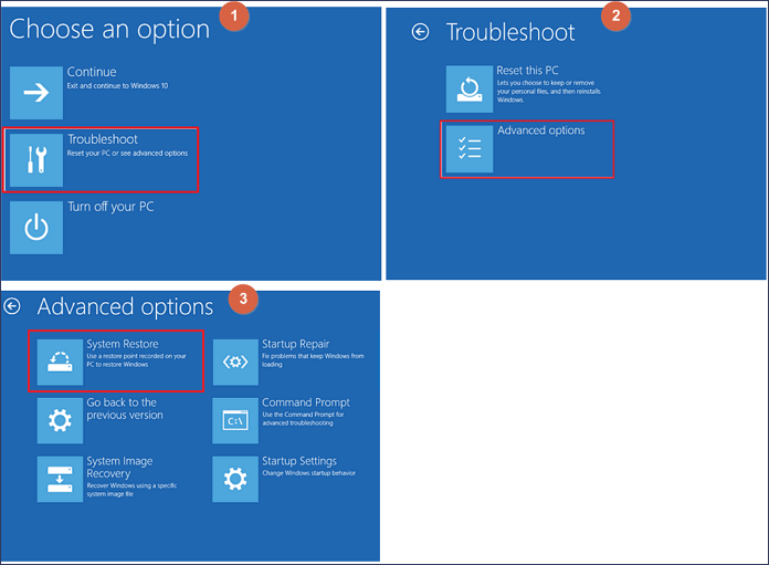 repair Windows 10 for free with system restore