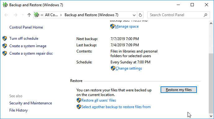 Restore files from Windows Backup.