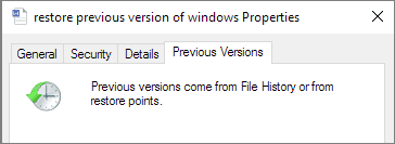 Restoring Previous Versions of the Excel from File History