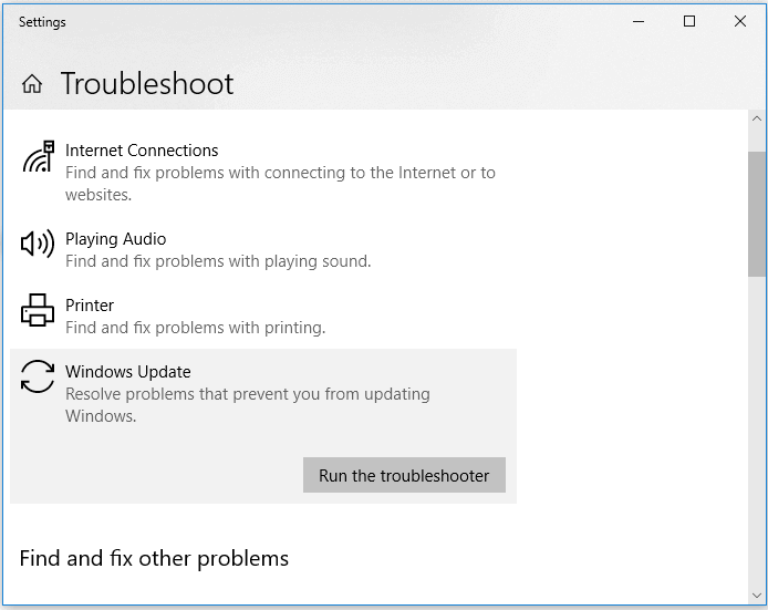 run windows update troubleshooter