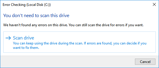 Scan hard drive error.