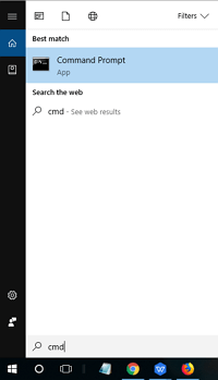 type cmd and open command prompt in Windows