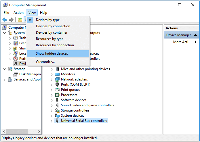 Fix external hard drive not working but light on - show hidden devices