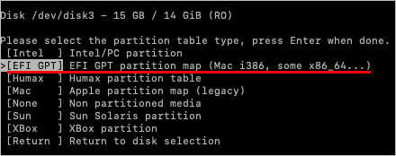 gpt partition map