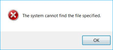 the system cannot find the file specified