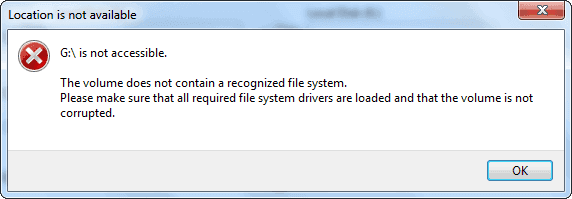 raw drive - the volume does not contain a recognized file system
