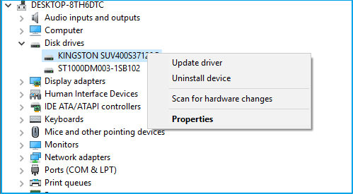 Update hard disk driver