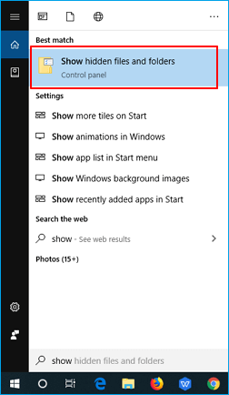 Show hidden files.