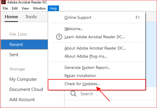 Update Adobe Acroba to fix corrupted PDF file