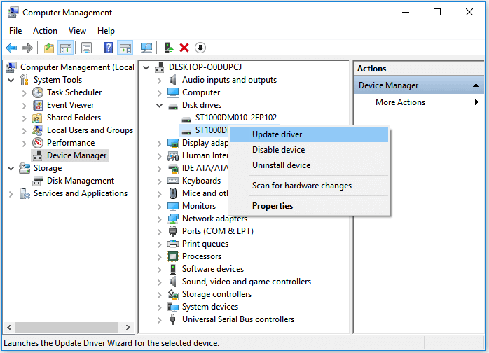 update device driver to fix no disk in the drive error