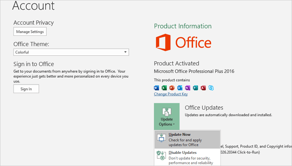install update for excel