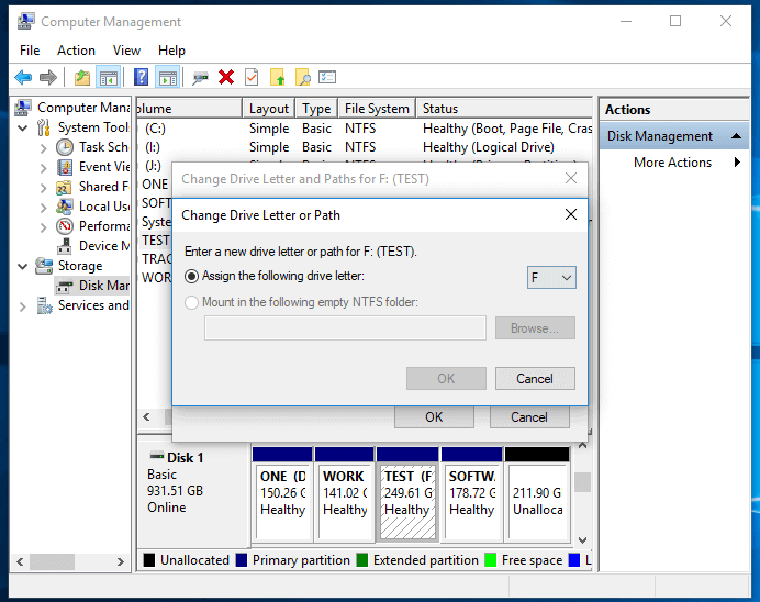fix hard drive not recognized by changing drive letter