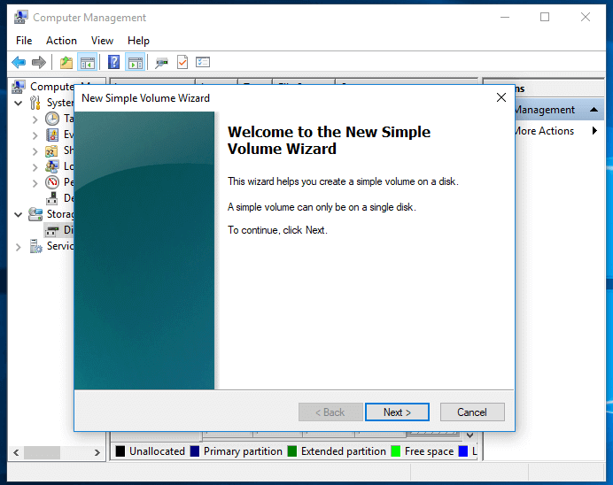 Fix USB drive not showing up in Windows 10 -  Create New Volume