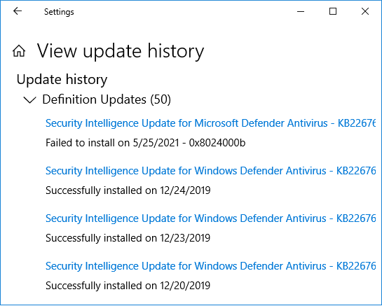 Check Windows 10 update history
