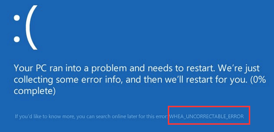 Blue screen of death with whea uncorrectable error