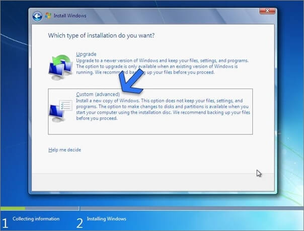 install Windows 7 optionally
