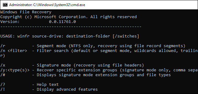 windows file recovery step 1